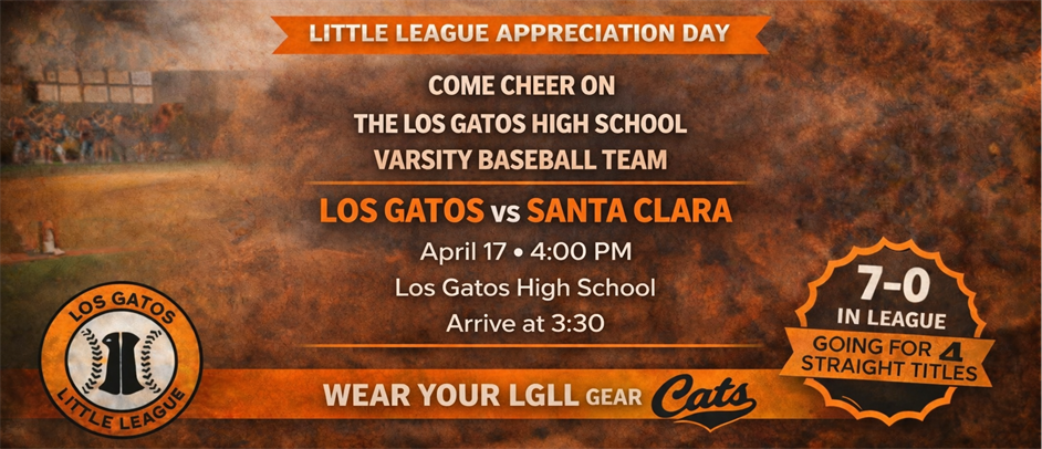 Little League Appreciation Day April 17 4pm